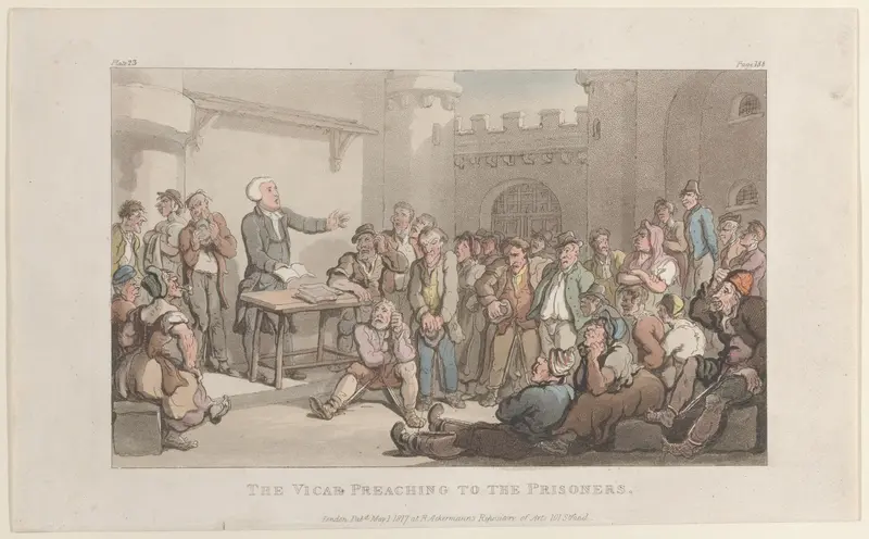 The Vicar Preaching to the Prisoners Wall Art by Thomas Rowlandson - High-Resolution Digital Print