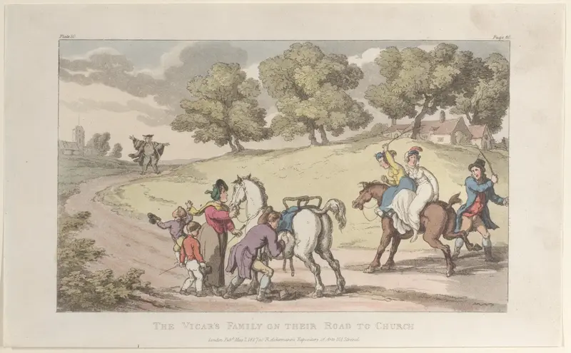 The Vicar's Family on their Road to Church, from "The Vicar of Wakefield" Wall Art by Thomas Rowlandson - High-Resolution Digital Print