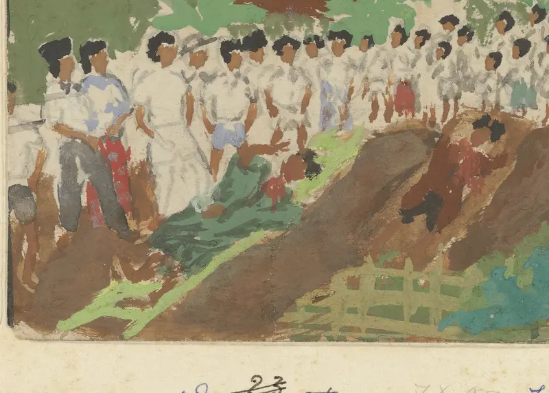 The victims of the Dutch attack being buried Wall Art by Mohammad Toha Adimidjojo - High-Resolution Digital Print