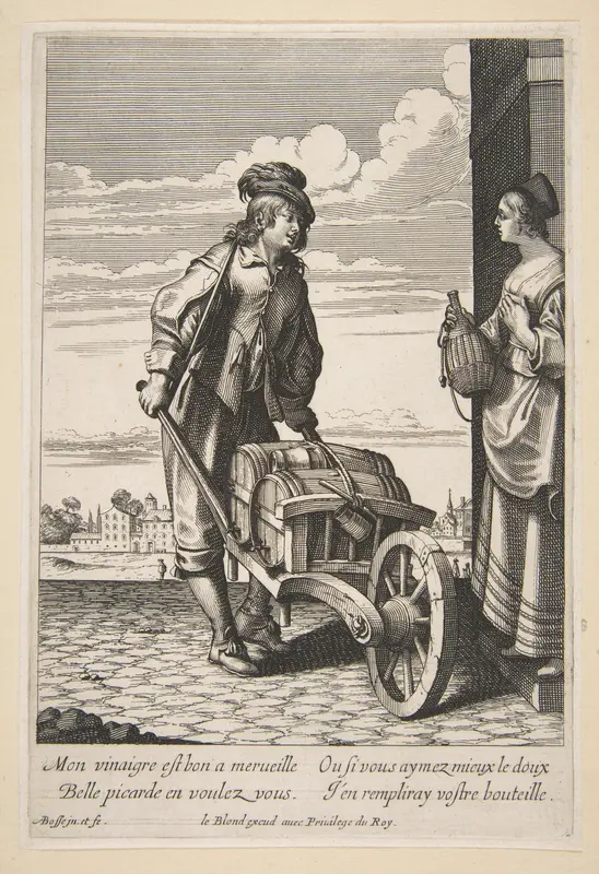 The Vinegar Merchant, plate 8 from "Cries of Paris" (Les Cris de Paris) Wall Art by Abraham Bosse - High-Resolution Digital Print