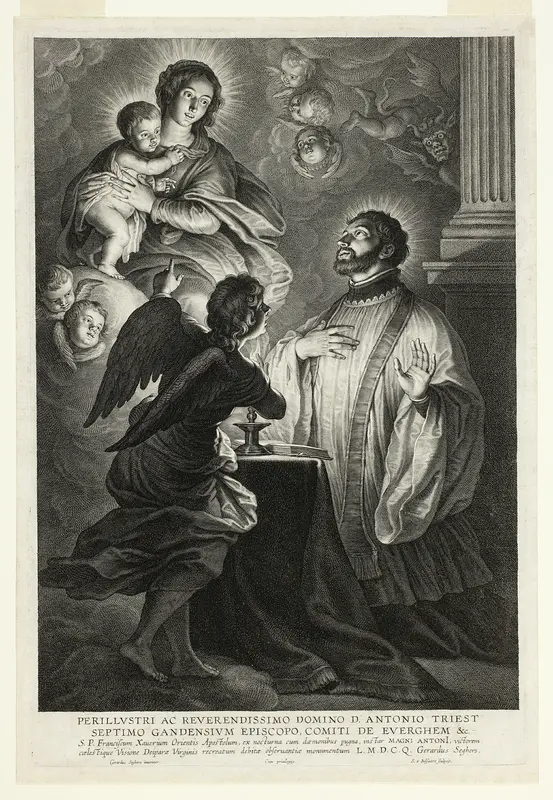 The Virgin and Child Appearing to Saint Francis Xavier Wall Art by Schelte Adamsz. Bolswert - High-Resolution Digital Print