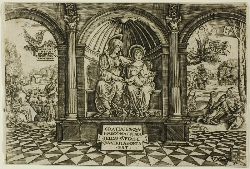 The Virgin and Child Enthroned with Saint Anne Wall Art by Master with the Mouse Trap - High-Resolution Digital Print