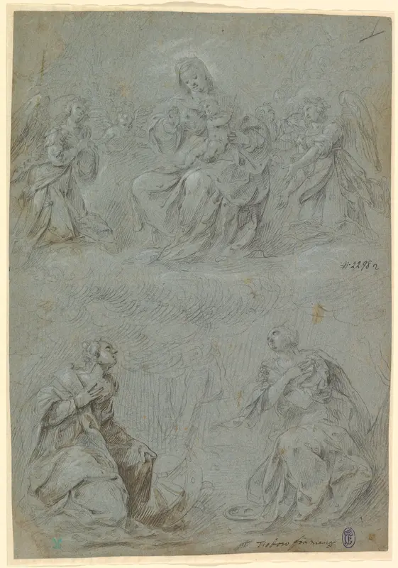 The Virgin and Child in Glory Adored by Saints Catherine and Lucy Wall Art by Dirck Hendricksz., called Centen, also called Teodoro d'Errico - High-Resolution Digital Print