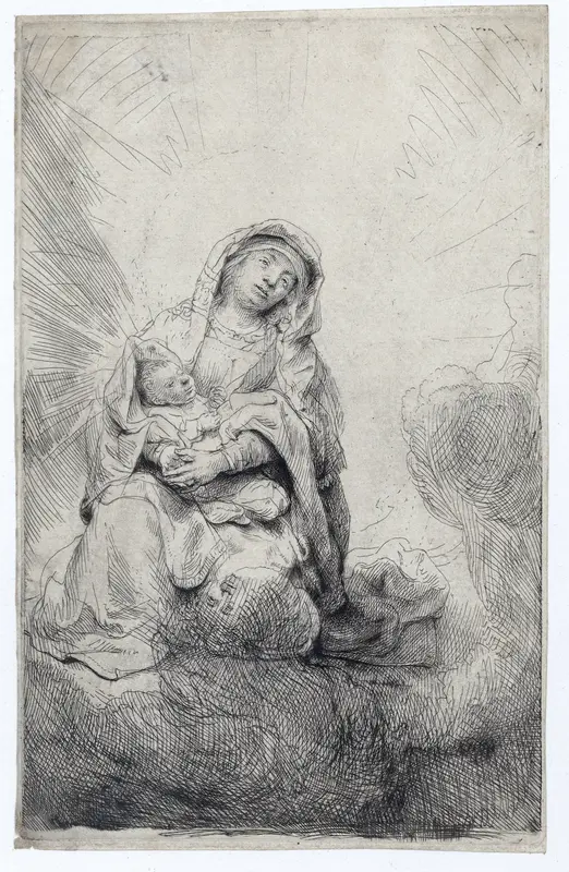 The Virgin and Child in the clouds Wall Art by Unknown - High-Resolution Digital Print
