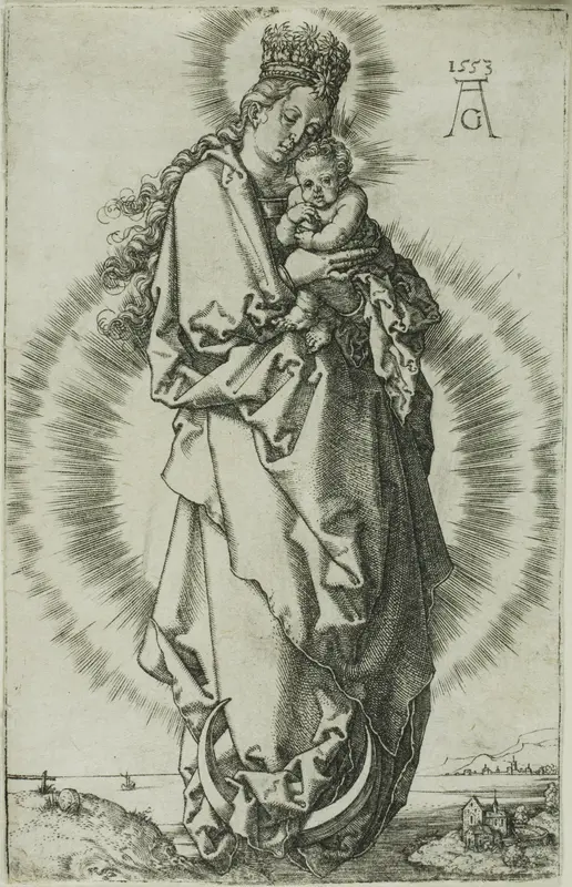 The Virgin and Child on a Crescent Moon Wall Art by Heinrich Aldegrever - High-Resolution Digital Print