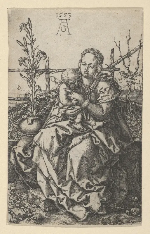 The Virgin and Child on a Grassy Bank Wall Art by Heinrich Aldegrever - High-Resolution Digital Print