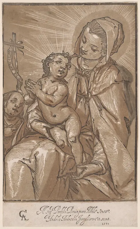 The Virgin and Child with Saint John the Baptist Wall Art by Andrea Andreani - High-Resolution Digital Print
