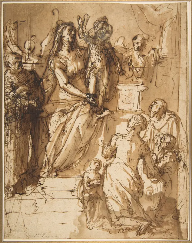 The Virgin and Child with Saint Joseph, Attendant Angels, and a Group of Supplicants Wall Art by Federico Zuccaro (Zuccari) - High-Resolution Digital Print