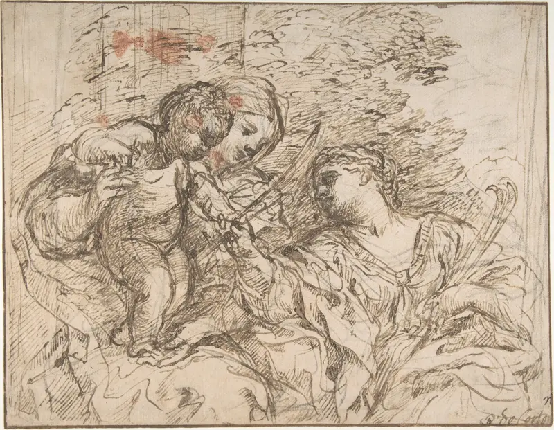 The Virgin and Child with Saint Martina Wall Art by Pietro da Cortona (Pietro Berrettini) - High-Resolution Digital Print