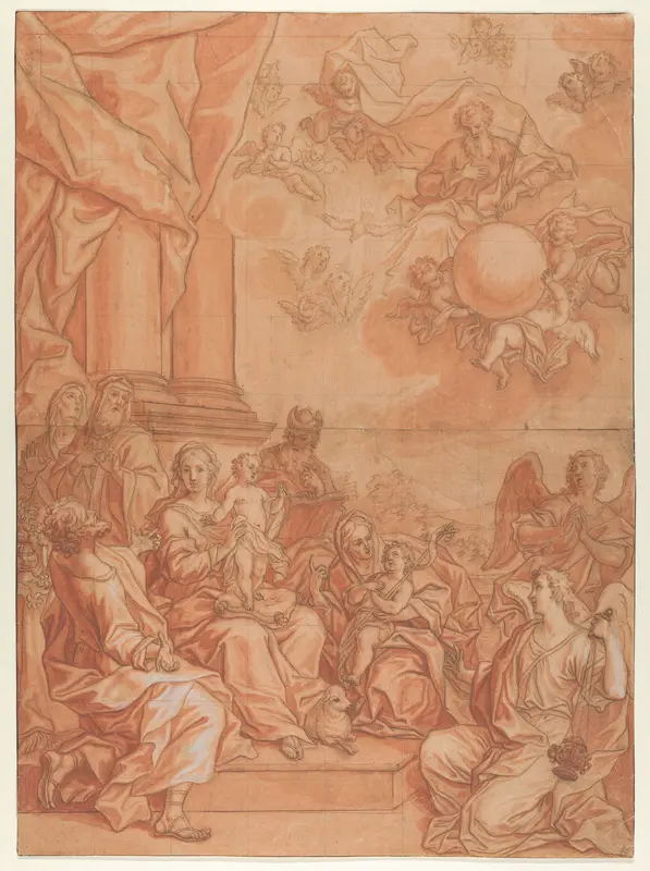 The Virgin and Child with Saints and Angels, and God the Father in the Sky Wall Art by Johann Lorenz Haid - High-Resolution Digital Print