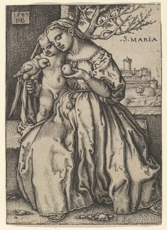 The Virgin and Child with the Parrot Wall Art by Sebald Beham - High-Resolution Digital Print