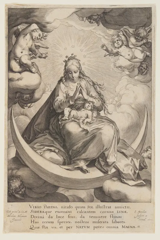 The Virgin and the Child on the Crescent Wall Art by Jacob Matham - High-Resolution Digital Print