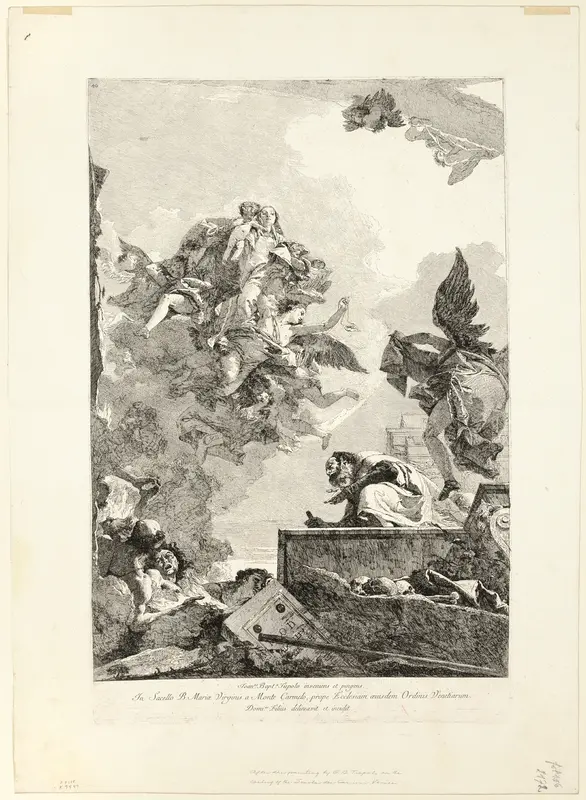 The Virgin Appearing to St. Simon Stock Wall Art by Giovanni Domenico Tiepolo - High-Resolution Digital Print