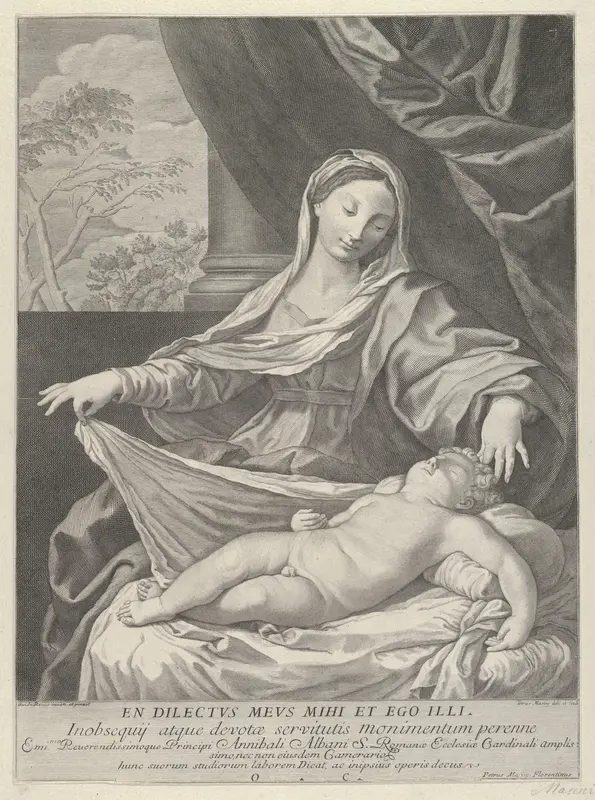 The Virgin holding a cloth above the sleeping infant Christ, after Reni Wall Art by Pietro Masini - High-Resolution Digital Print