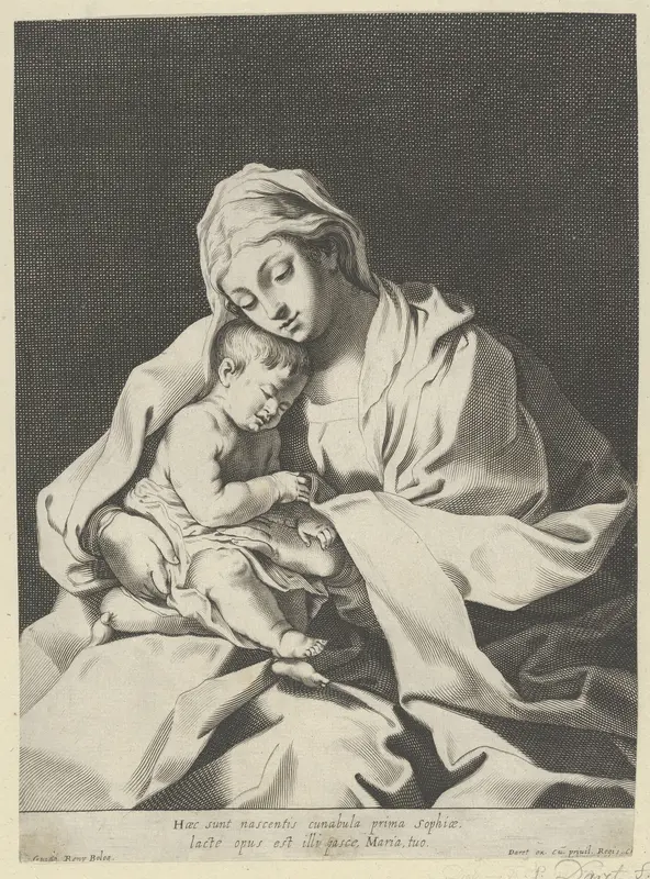 The Virgin holding the infant Christ on her lap, after Reni Wall Art by Anonymous, 17th century - High-Resolution Digital Print