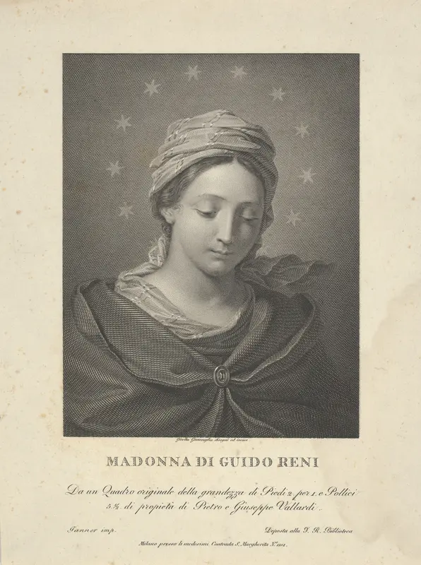 The Virgin in half length looking down, ten stars surrounding her head, after Reni Wall Art by Giovita Garavaglia - High-Resolution Digital Print