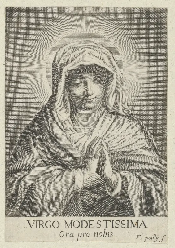 The Virgin in prayer looking down, after Reni Wall Art by Francois de Poilly - High-Resolution Digital Print
