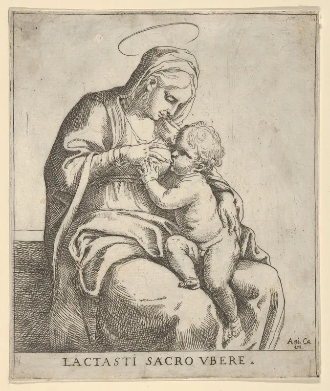 The Virgin nursing the infant Christ Wall Art by Guido Reni - High-Resolution Digital Print