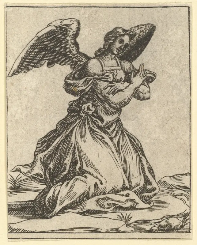 The Virgin of Sorrows: Angel; one of nine surrounding compartments from the Virgin of Sorrows, now separated Wall Art by Giorgio Ghisi - High-Resolution Digital Print