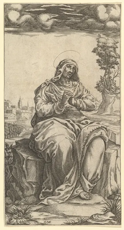 The Virgin of Sorrows; central part of a print with nine surounding compartments, now separated by Giorgio Ghisi - High-Resolution Digital Print