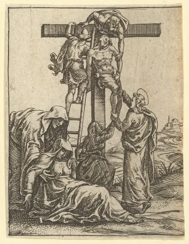 The Virgin of Sorrows: The Descent from the Cross; one of nine surrounding compartments from the Virgin of Sorrows, now separated Wall Art by Giorgio Ghisi - High-Resolution Digital Print
