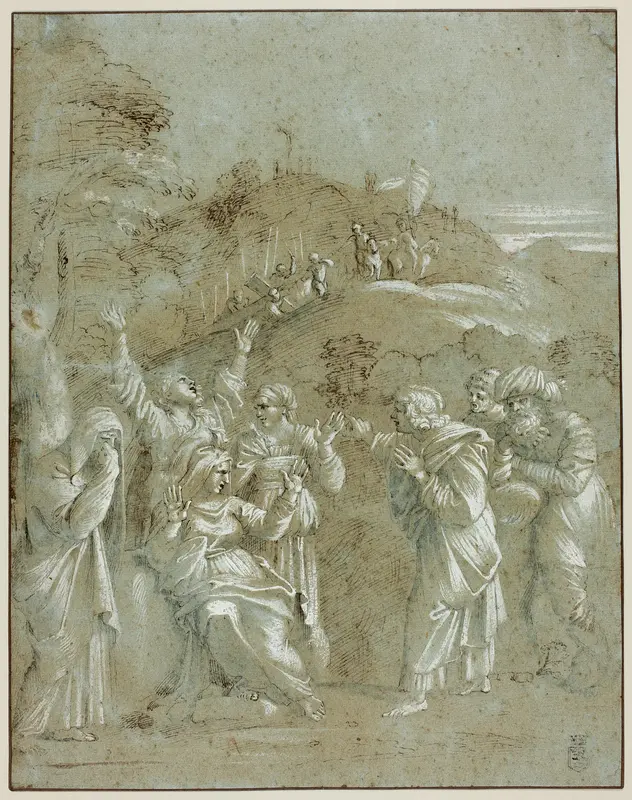The Virgin, the Holy Women, and Saints John, James and Joseph of Arimathea, with Christ on the Way to Calvary Wall Art by Antonio Carracci - High-Resolution Digital Print