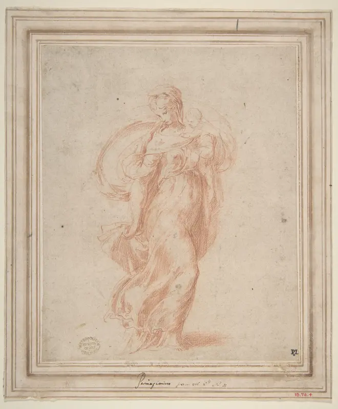The Virgin Walking to the Right Carrying the Christ Child Wall Art by Parmigianino (Girolamo Francesco Maria Mazzola) - High-Resolution Digital Print