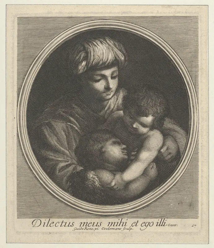 The Virgin with the infant Christ and the young Saint John the Baptist, in a circular frame, after Reni Wall Art by Jacobus Coelemans - High-Resolution Digital Print