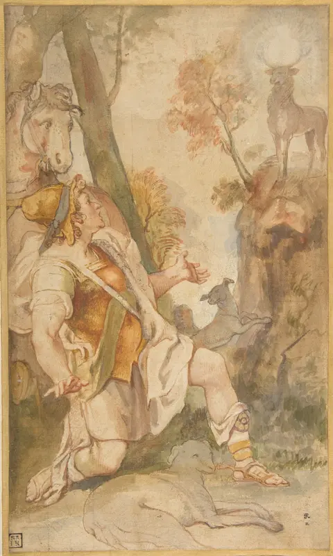 The Vision of Saint Eustace Wall Art by Federico Zuccaro (Zuccari) - High-Resolution Digital Print