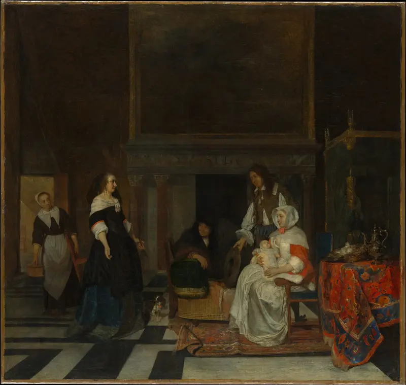The Visit to the Nursery Wall Art by Gabriël Metsu - High-Resolution Digital Print