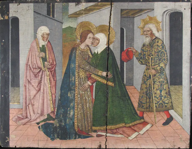 The Visitation Panel from Saint John Retable Wall Art by Domingo Ram - High-Resolution Digital Print