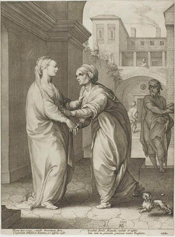 The Visitation, plate two from The Birth and Early Life of Christ Wall Art by Hendrick Goltzius - High-Resolution Digital Print