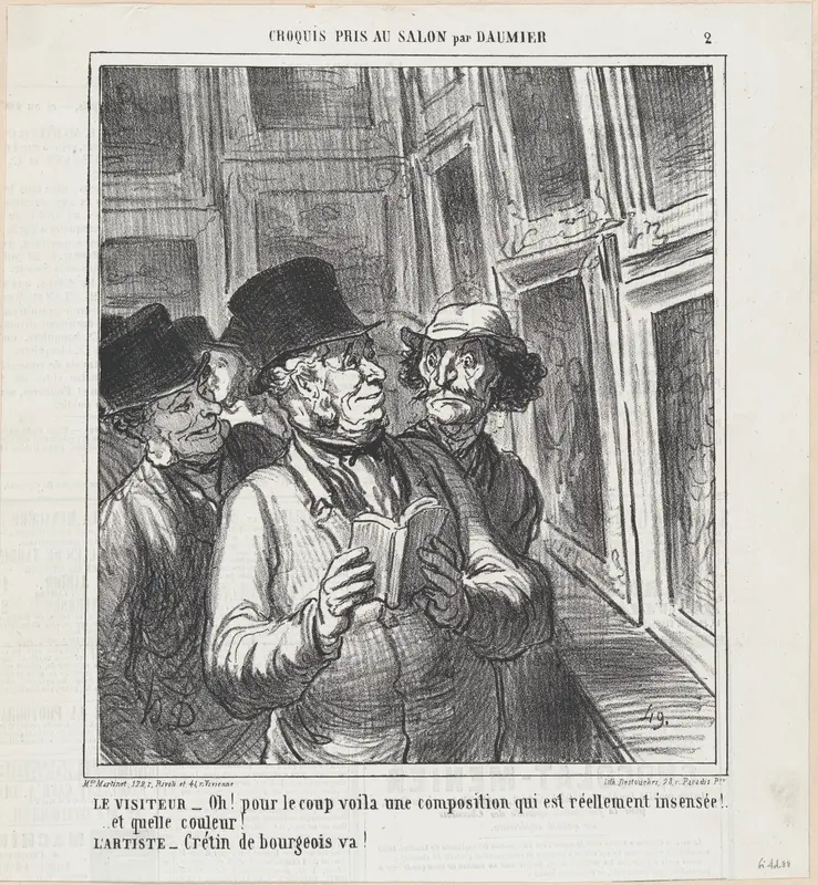 The visitor and the artist, from 'Sketches from the Salon,' published in Le Charivari, May 30, 1864 Wall Art by Honoré Daumier - High-Resolution Digital Print