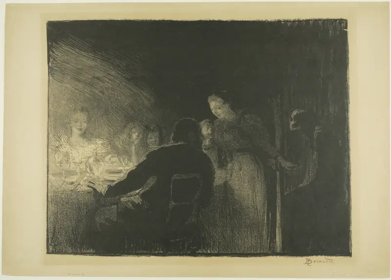 The Visitor, from the third album of L'Estampe originale Wall Art by Albert Besnard - High-Resolution Digital Print