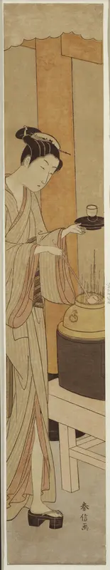 The Waitress Osen of the Kagiya Teahouse Wall Art by Suzuki Harunobu - High-Resolution Digital Print