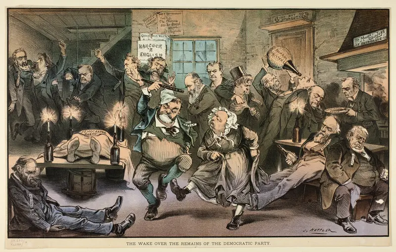 The Wake over the Remains of the Democratic Party, from Puck Wall Art by Joseph Keppler - High-Resolution Digital Print