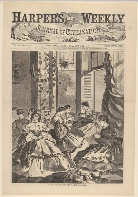 The War – Making Havelocks for the Volunteers (from "Harper's Weekly," Vol. 5, no. 235, cover) Wall Art by Winslow Homer - High-Resolution Digital Print