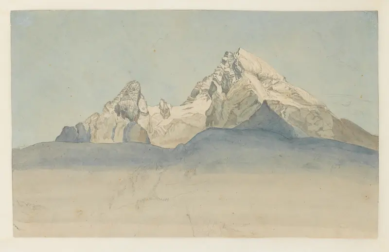 The Watzmann (recto); Sketch of Sankt Bartholomä on the Königssee (verso) Wall Art by August Heinrich - High-Resolution Digital Print