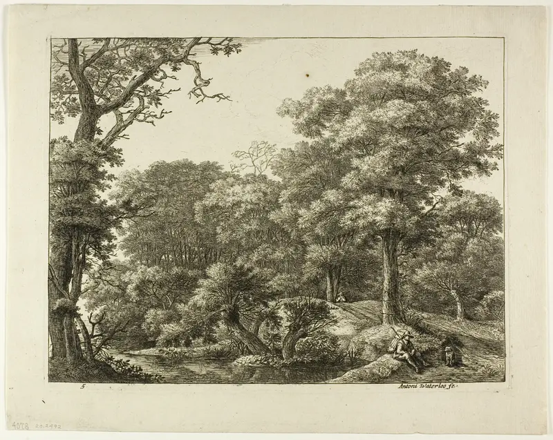 The Wayfarer Resting in the Forest Wall Art by Anthonie Waterloo - High-Resolution Digital Print