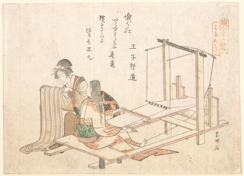 The Weaving Factory Wall Art by Katsushika Hokusai - High-Resolution Digital Print