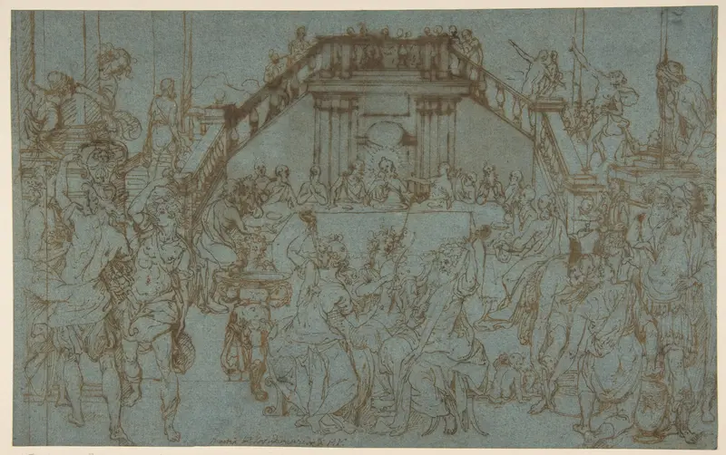 The Wedding Feast at Cana (after Paolo Veronese) Wall Art by Federico Zuccaro (Zuccari) - High-Resolution Digital Print