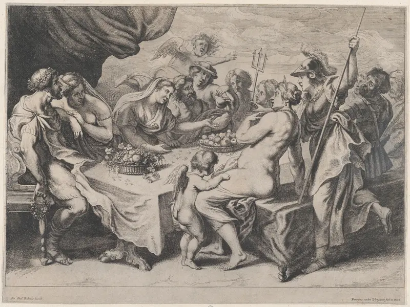 The Wedding Feast of Peleus and Thetis Wall Art by Frans van den Wyngaerde - High-Resolution Digital Print