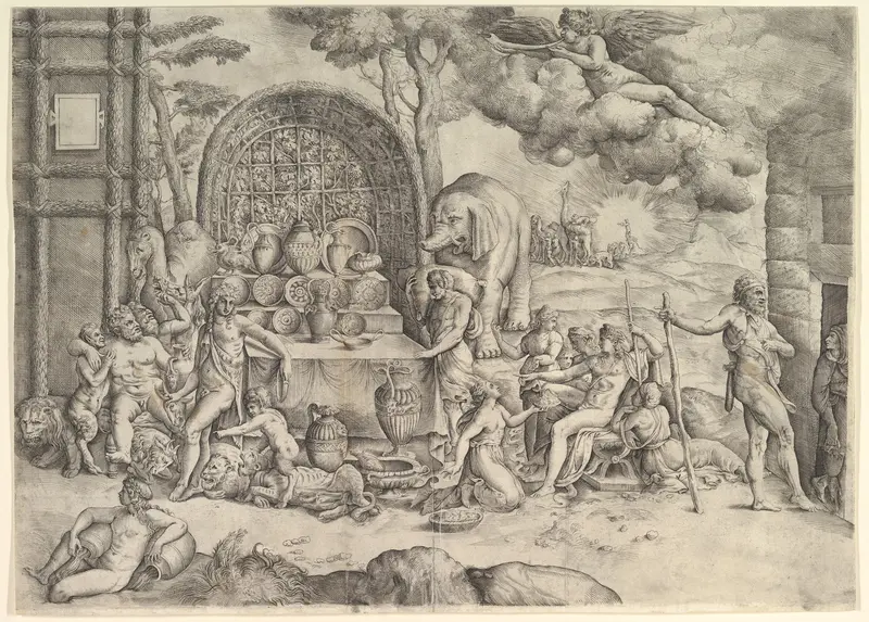 The Wedding of Cupid and Psyche (right panel) Wall Art by Battista Franco - High-Resolution Digital Print