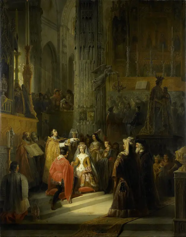 The Wedding of Jacoba of Bavaria, Countess of Holland, and Jan IV, Duke of Brabant, 10 March 1418 Wall Art by Jacob Joseph Eeckhout - High-Resolution Digital Print