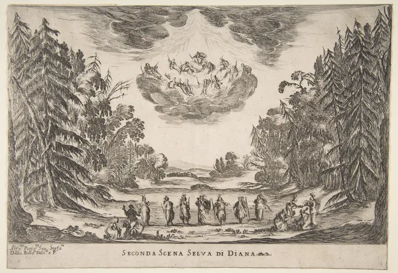 The Wedding of the Gods: Second Scene, Diana Wall Art by Stefano della Bella - High-Resolution Digital Print