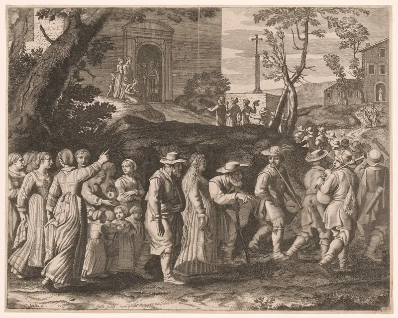 The Wedding Procession, Plate 15 from Pastorales Wall Art by Claudine Bouzonnet-Stella - High-Resolution Digital Print