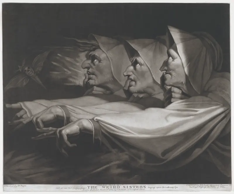 The Weird Sisters (Shakespeare, MacBeth, Act 1, Scene 3) Wall Art by John Raphael Smith - High-Resolution Digital Print