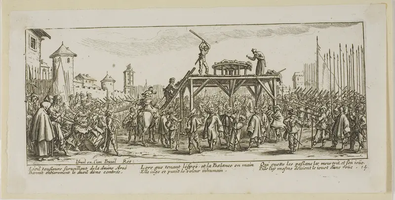 The Wheel, plate fourteen from The Large Miseries of War Wall Art by Gerrit Lucasz van Schagen - High-Resolution Digital Print