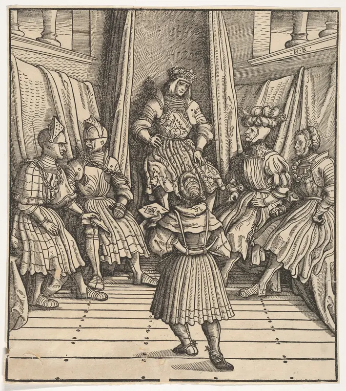 The White King in a Council with the Welsh Party, Receiving a Message, from "Der Weisskunig" Wall Art by Hans Burgkmair - High-Resolution Digital Print