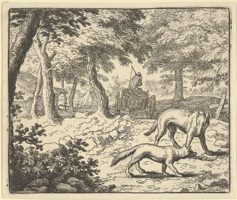 The Wolf Accuses Renard of Eating the Fish that He Stole from Hendrick van Alcmar's Renard The Fox Wall Art by Allart van Everdingen - High-Resolution Digital Print